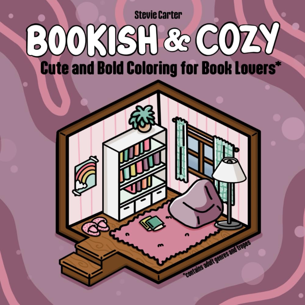 Bookish & Cozy: Adult colouring book for readers cover image