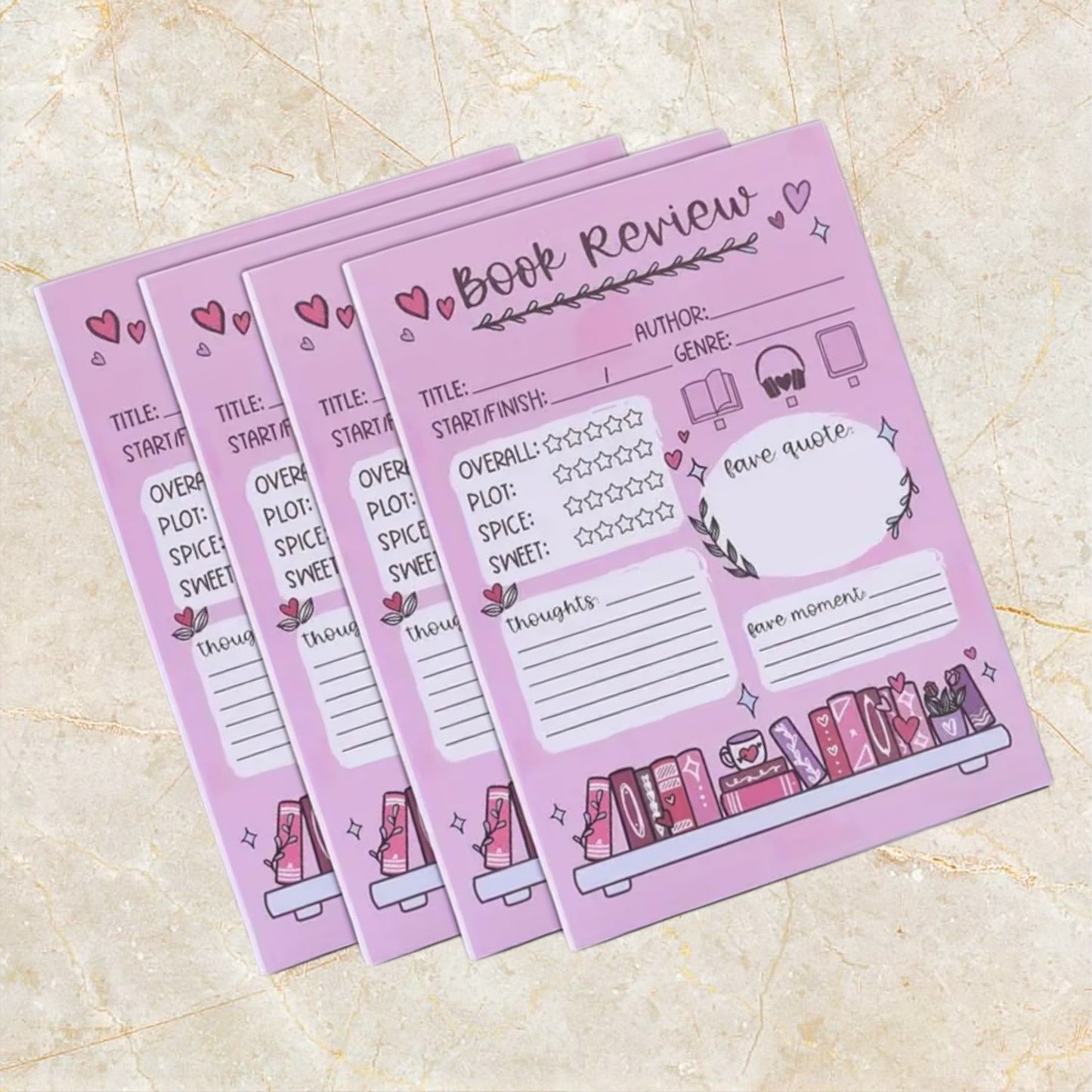 Book review sheets- Pink