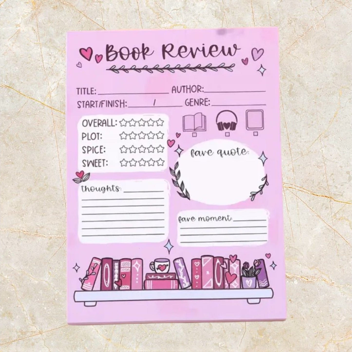 Book review sheets- Pink
